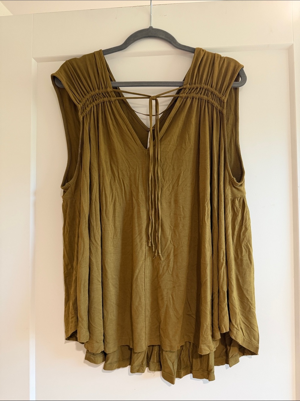 Free People Relaxed V-Neck Sleeveless Women's Top in Olive